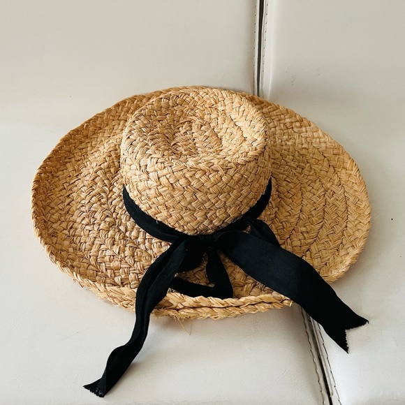 100% Straw Elegant Hat with Black Ribbon main image 9